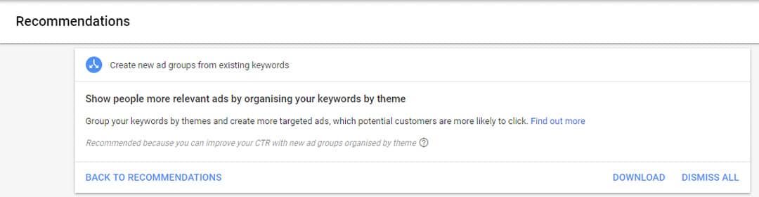 regularly check adwords recommendations and opportunities